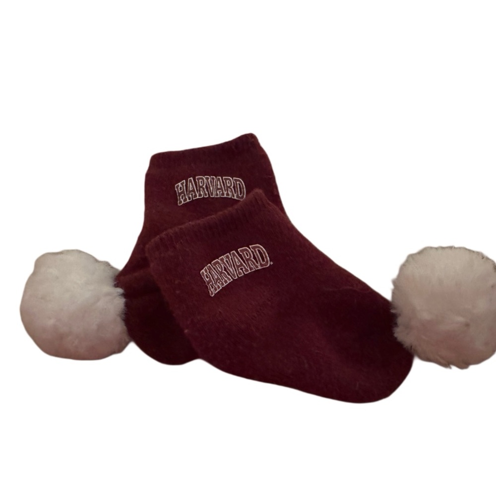 Kids' Harvard Maroon Socks with White Pom Poms